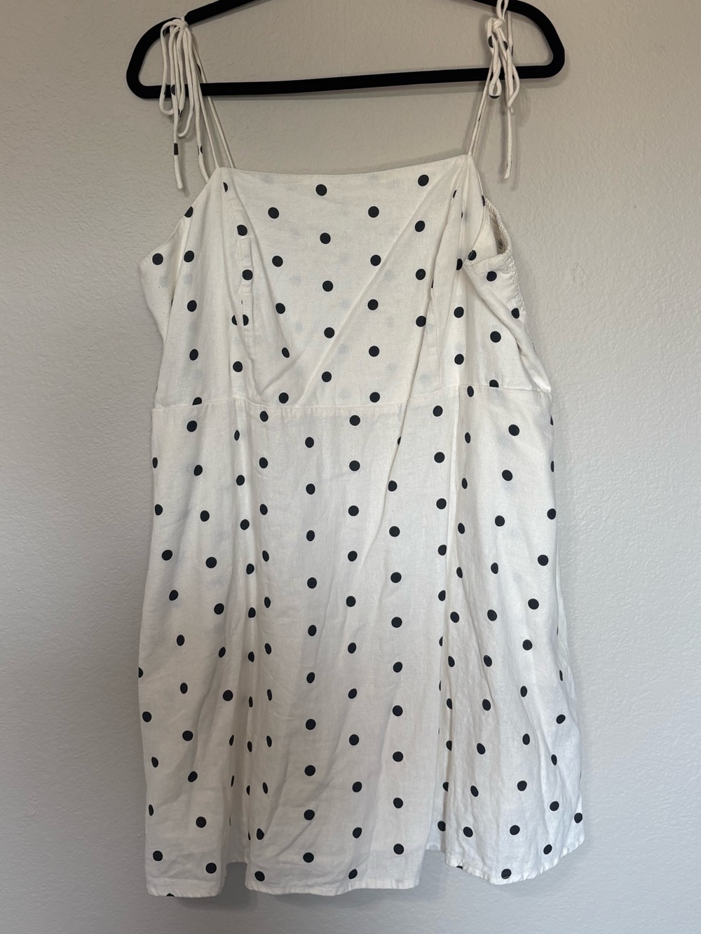 White Polka Dot Tie-Shoulder Sundress